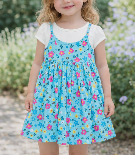 Toddler Layered Tee Dress | Turquoise
