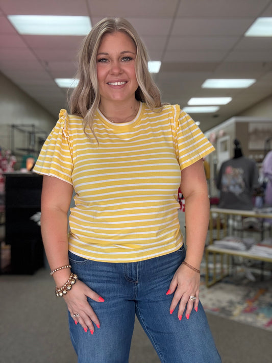 Be Happy Striped Tee