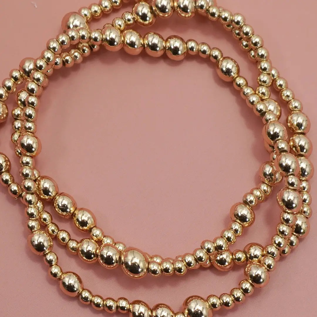 Gold Ball Bracelet Set